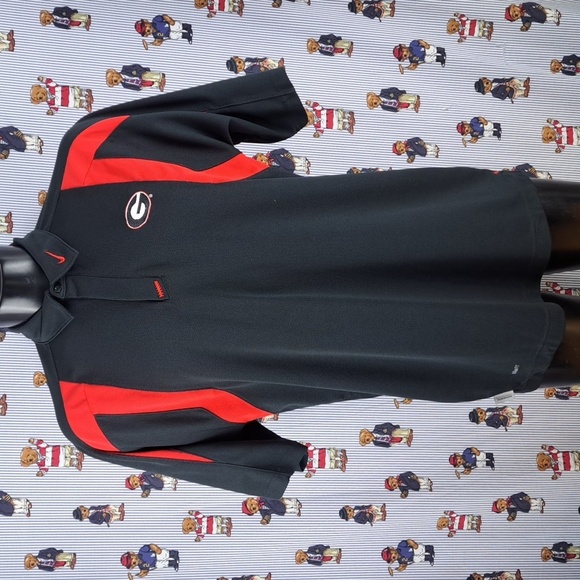 Nike Fit Georgia Bulldogs black & red trim stitched logo LG casual polo shirt - Picture 2 of 9